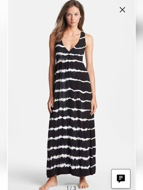 Hard Tail navy and white striped maxi dress